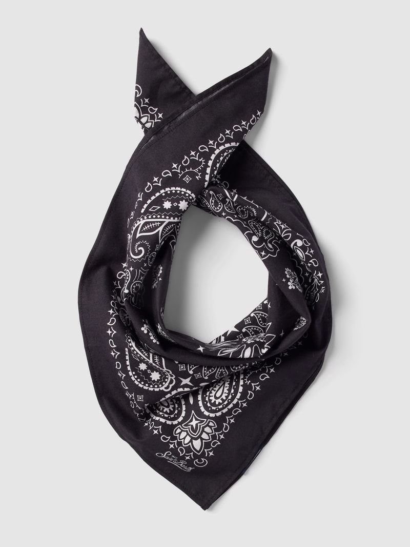Schal mit Label-Print Modell 'FOULARD' in schwarz