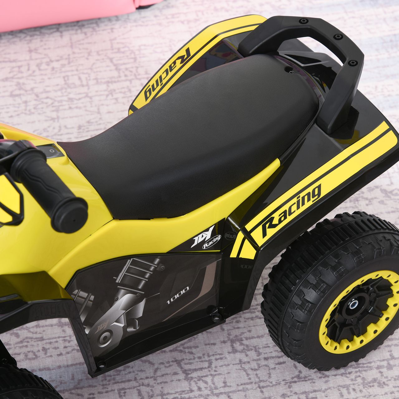 HOMCOM Kinder Rutschauto Tretauto mit Füßen rutschen Kinderauto Kinderfahrzeug für 18-36 Monate Licht Musik Kunststoff Stahl Gelb 67,5 x 38 x 44 cm