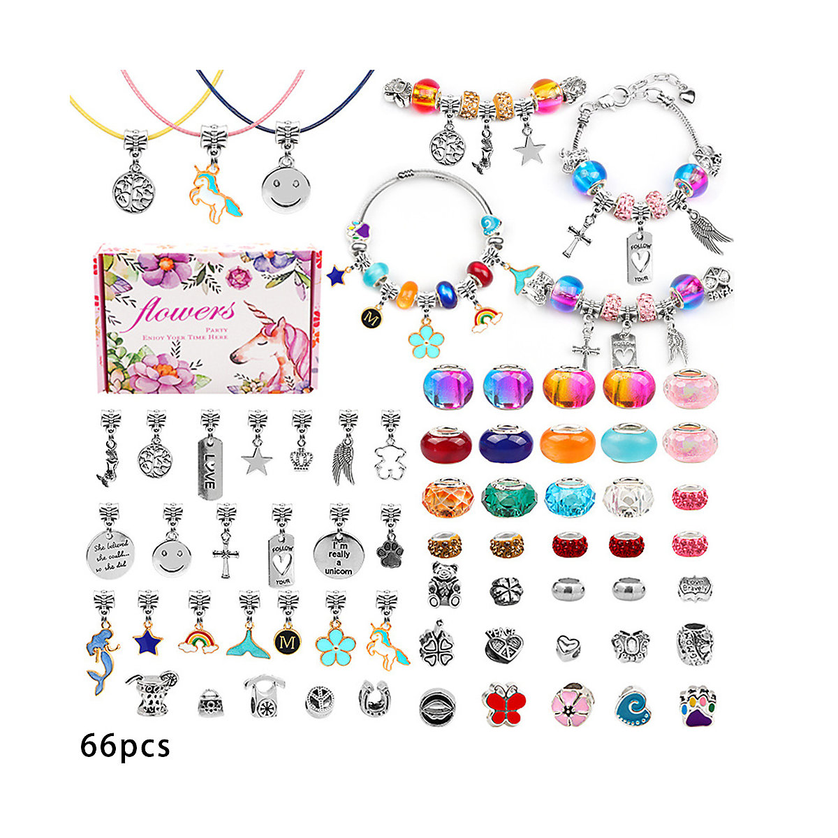 Armbänder Schmuck Basteln Set,66 Stück für Kinder