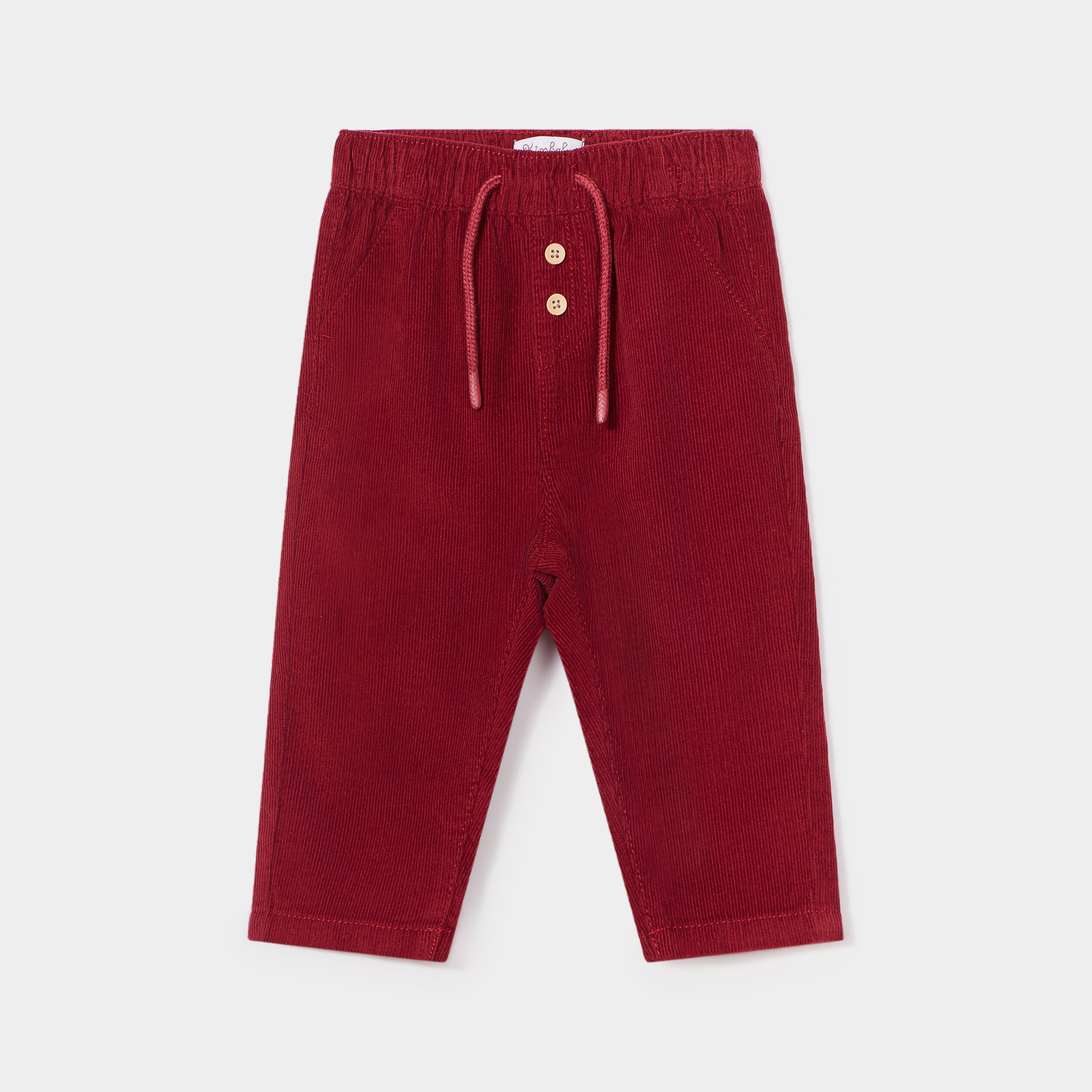 Pantalon velours 2 poches côtelé coton rouge foncé bébé garçon | La Halle