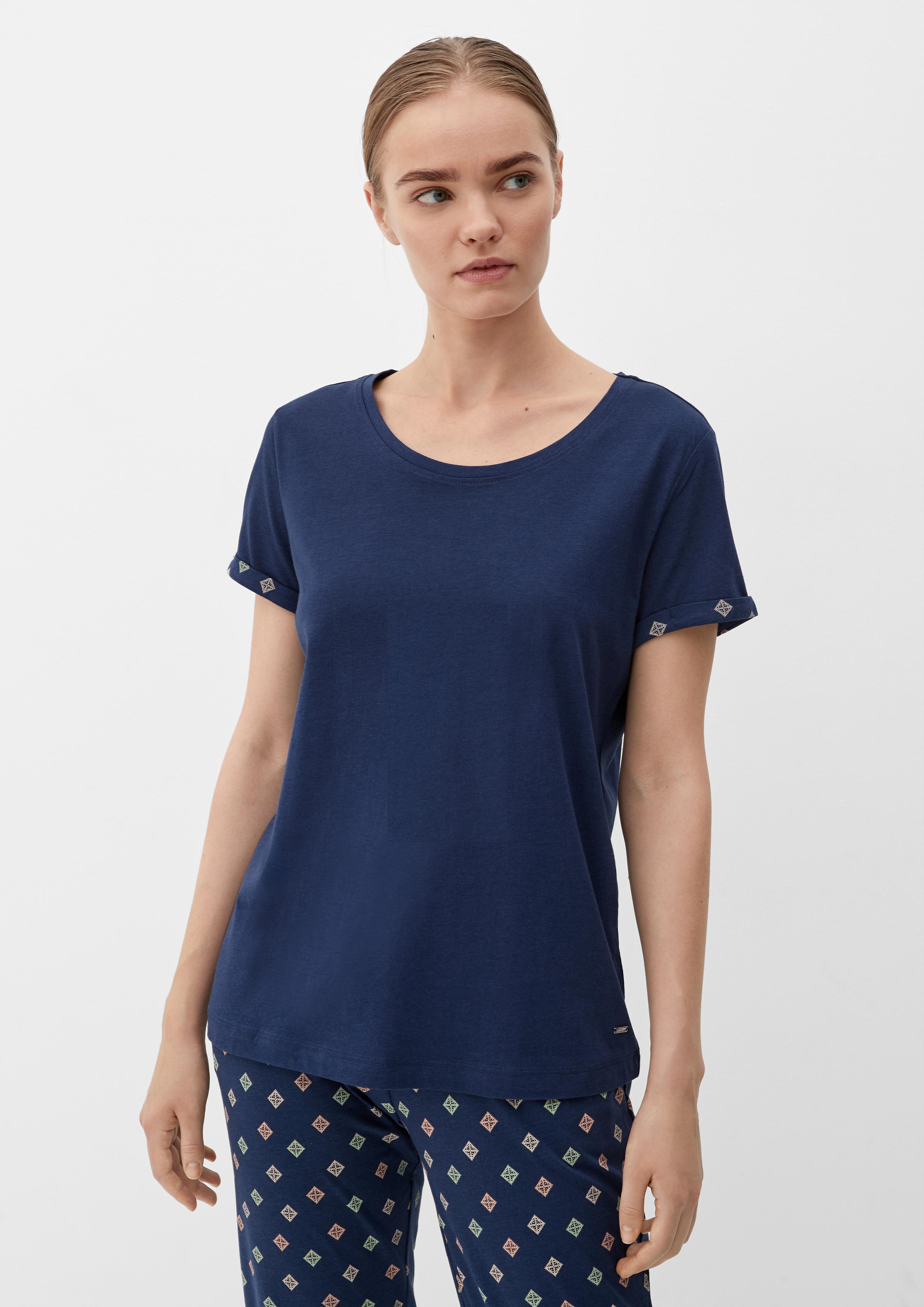 Pyjama-Shirt mit fixiertem Armumschlag  6008356-5865