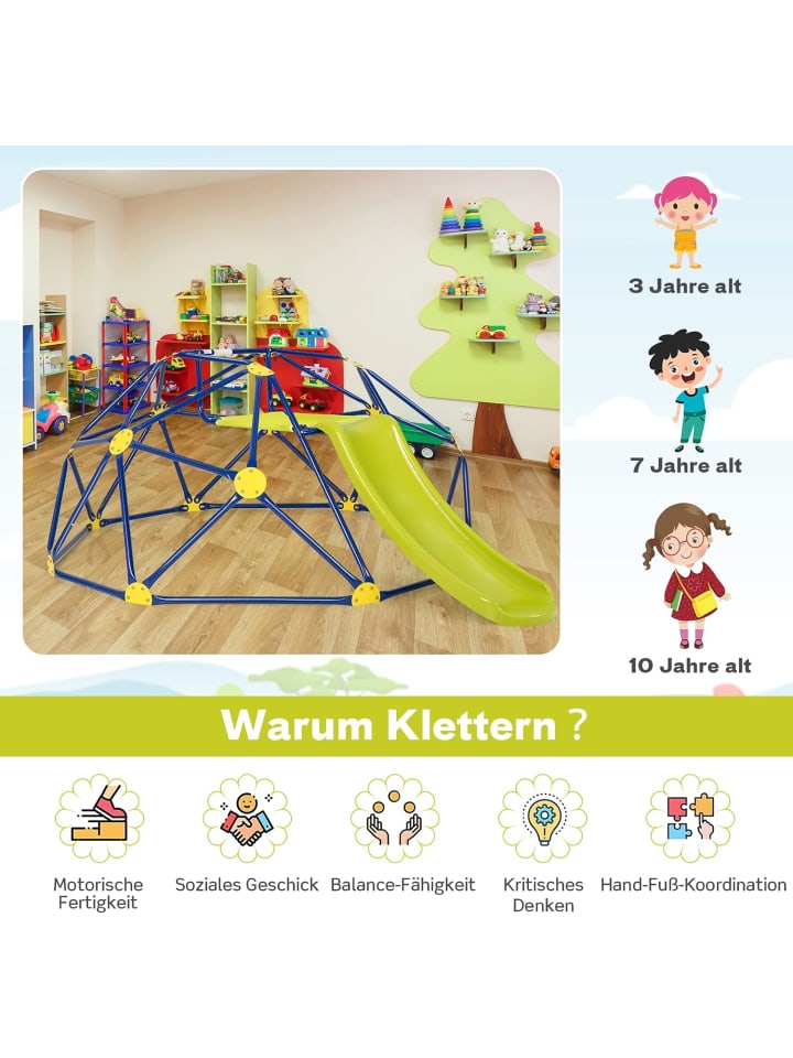 COSTWAY Kletterkuppel mit Rutsche in Grün günstig kaufen onesize