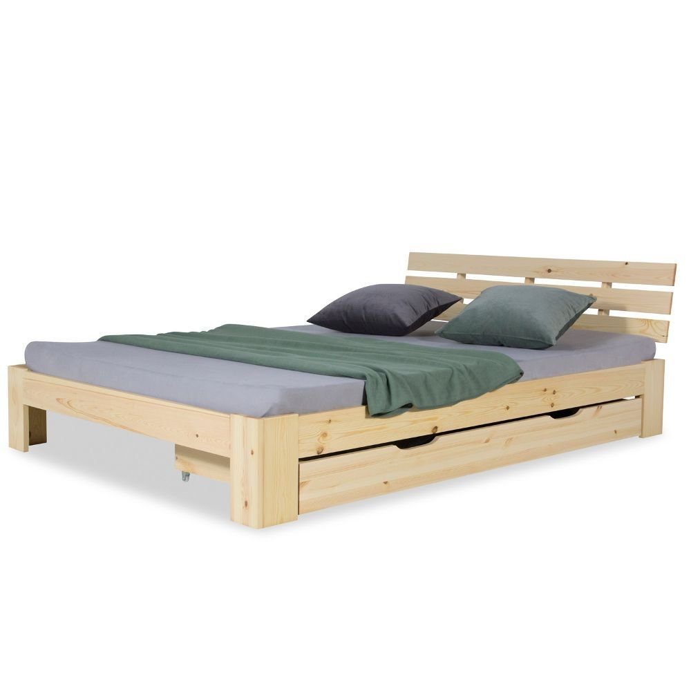 Homestyle4u Bettschubkasten Bettkasten Holz Aufbewahrung mit Rollen Bett