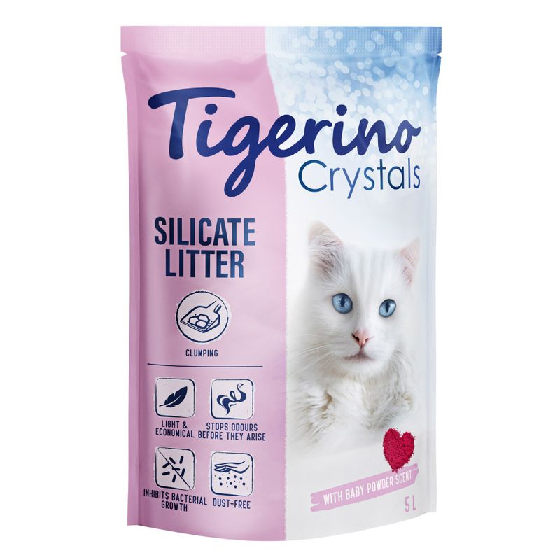 Tigerino Crystals klumpende Katzenstreu - Babypuderduft | bitiba