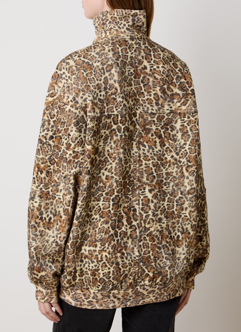 Maglione Isabel Marant Wilda con stampa leopardata e mezza zip