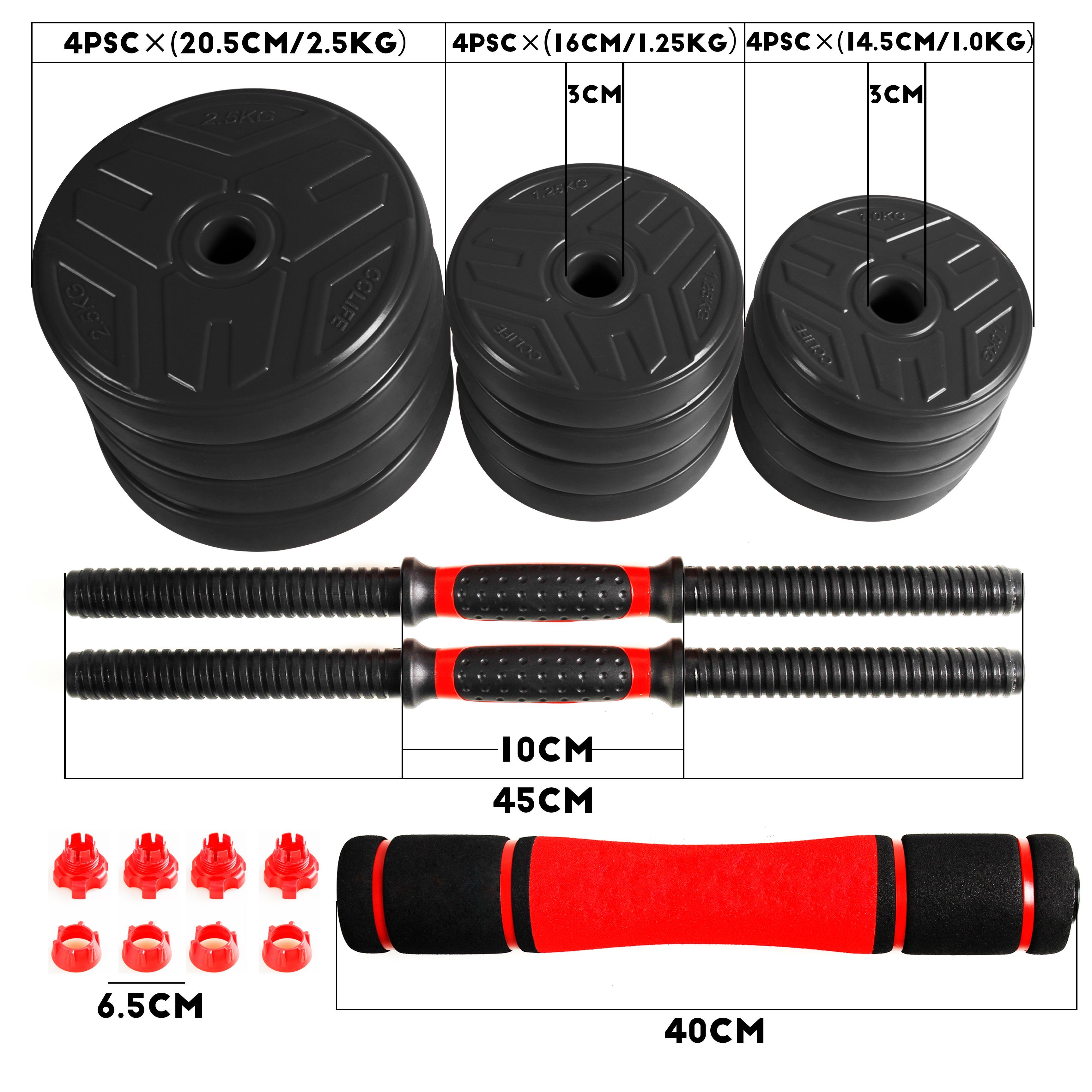 CCLIFE Hantel-Set verstellbar Hantel set Kurzhantel Langhantel Dumbbell Gewichte