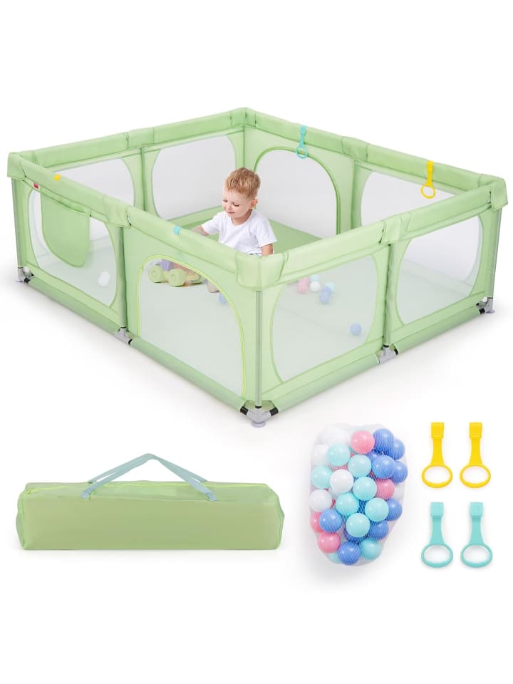 COSTWAY Laufgitter 189x158cm mit 50 Spielbällen in Grün günstig kaufen onesize