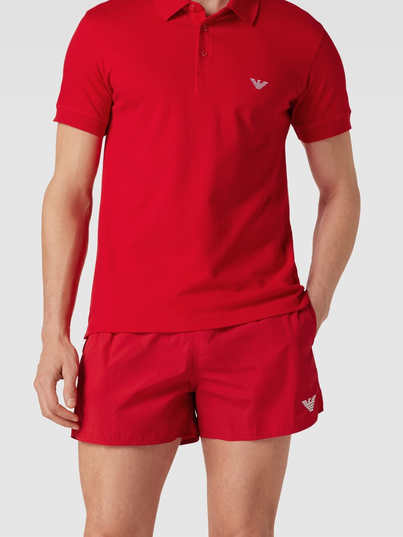 Badehose mit Label-Stitching Modell 'Basic' in rot