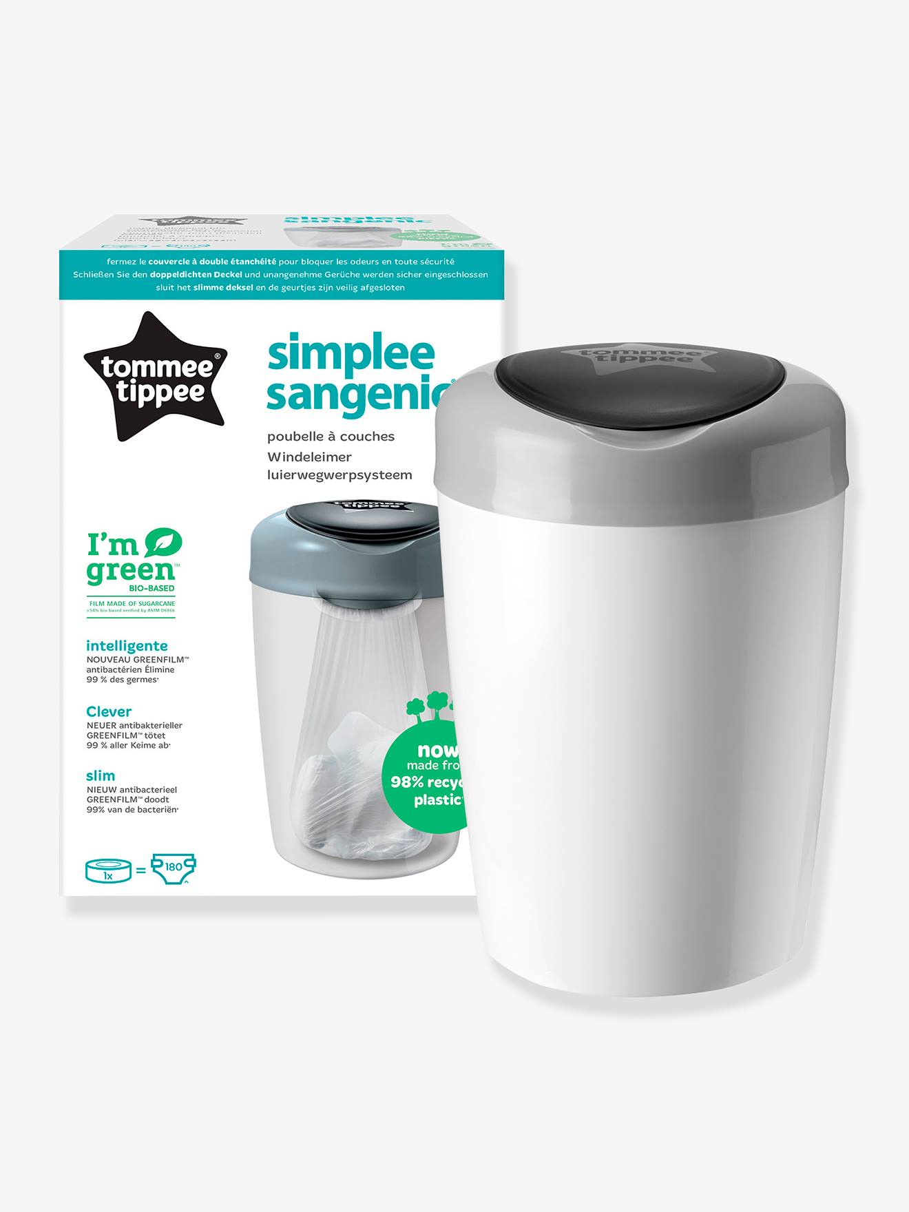 Poubelle à couches Simplee Tommee tippee SANGENIC gris