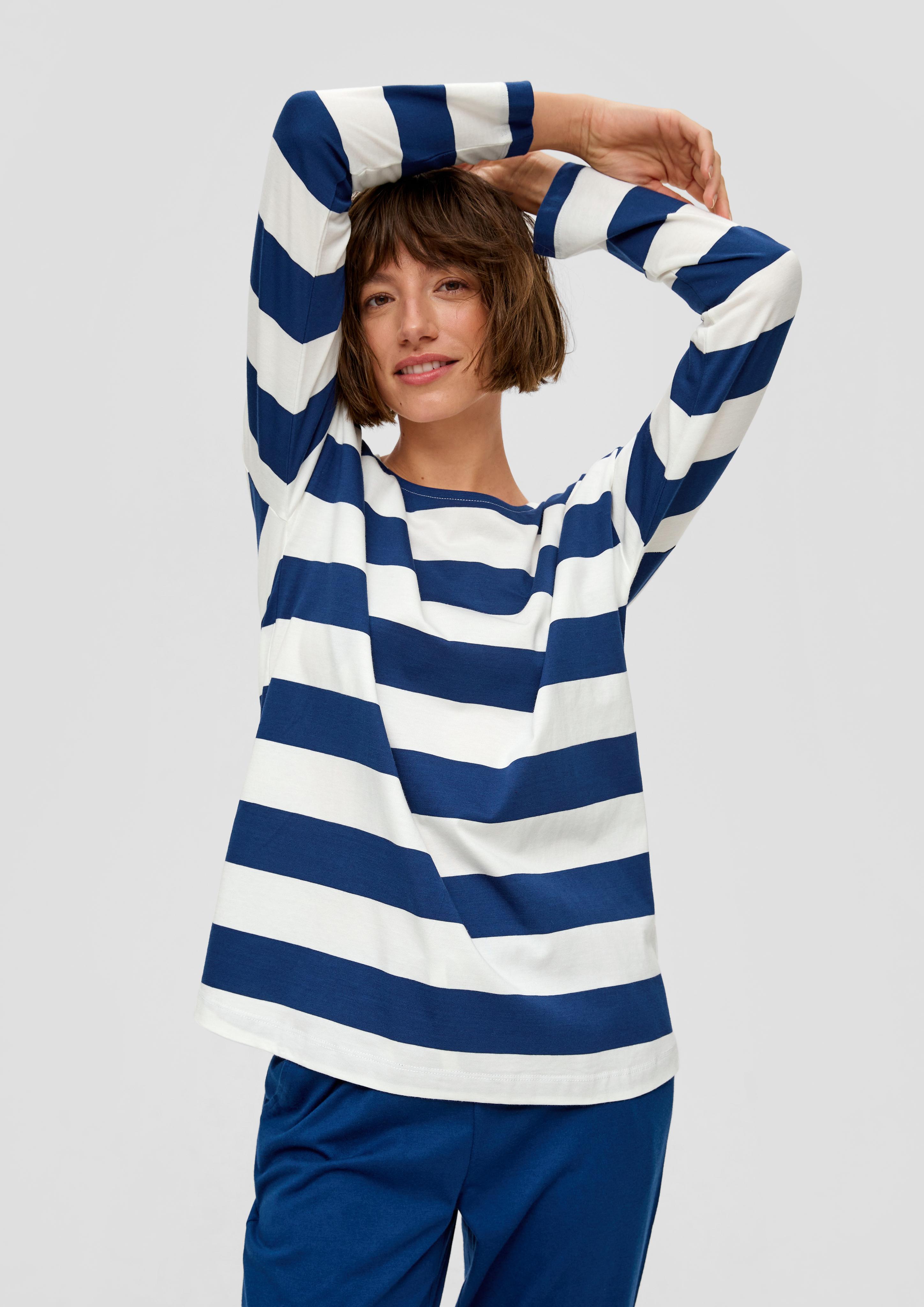 Langes Pyjama-Oberteil mit Streifen  6009205-58G1