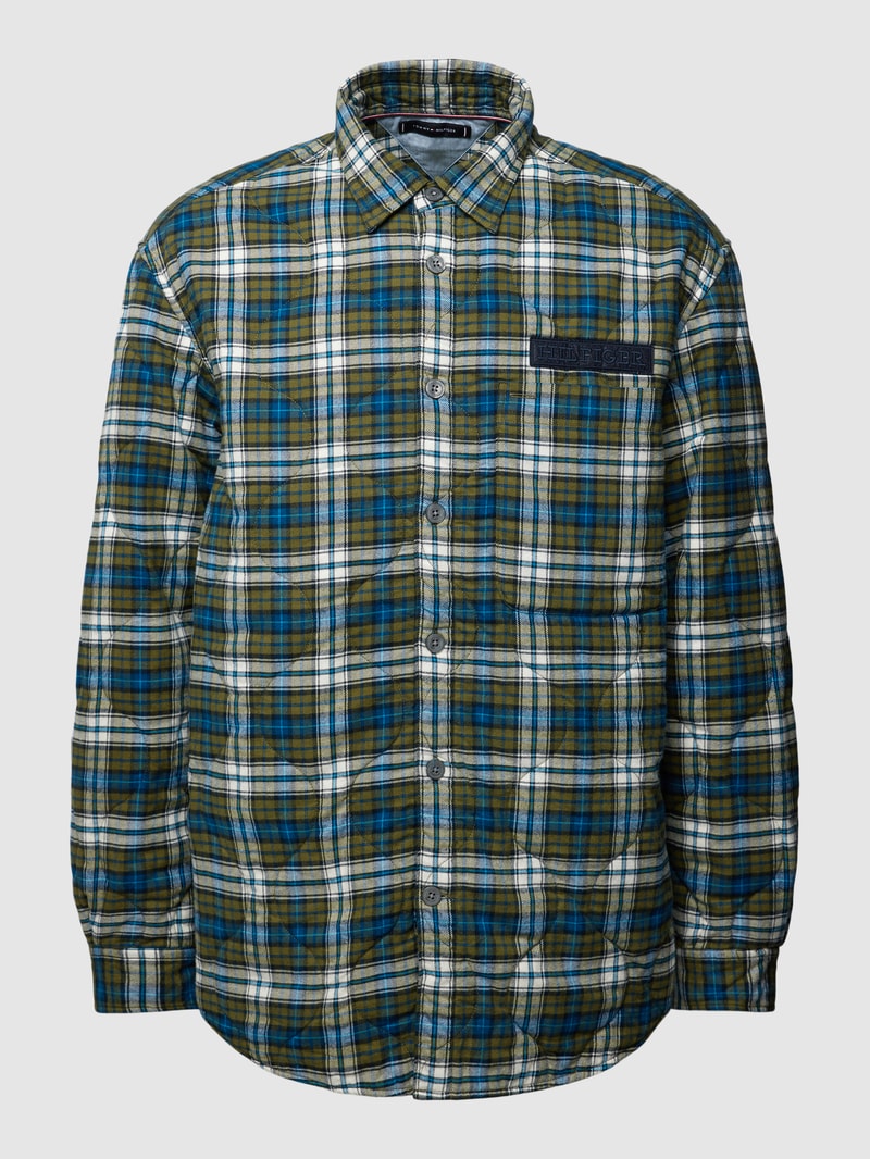 Freizeithemd mit Tartan-Karo in olivgrün