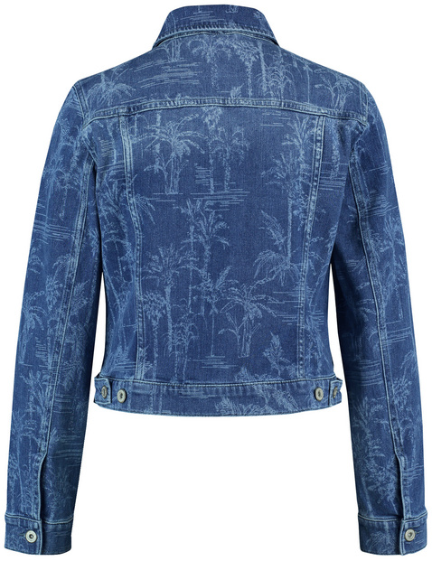 Jeansjacke mit dezentem Palmendessin