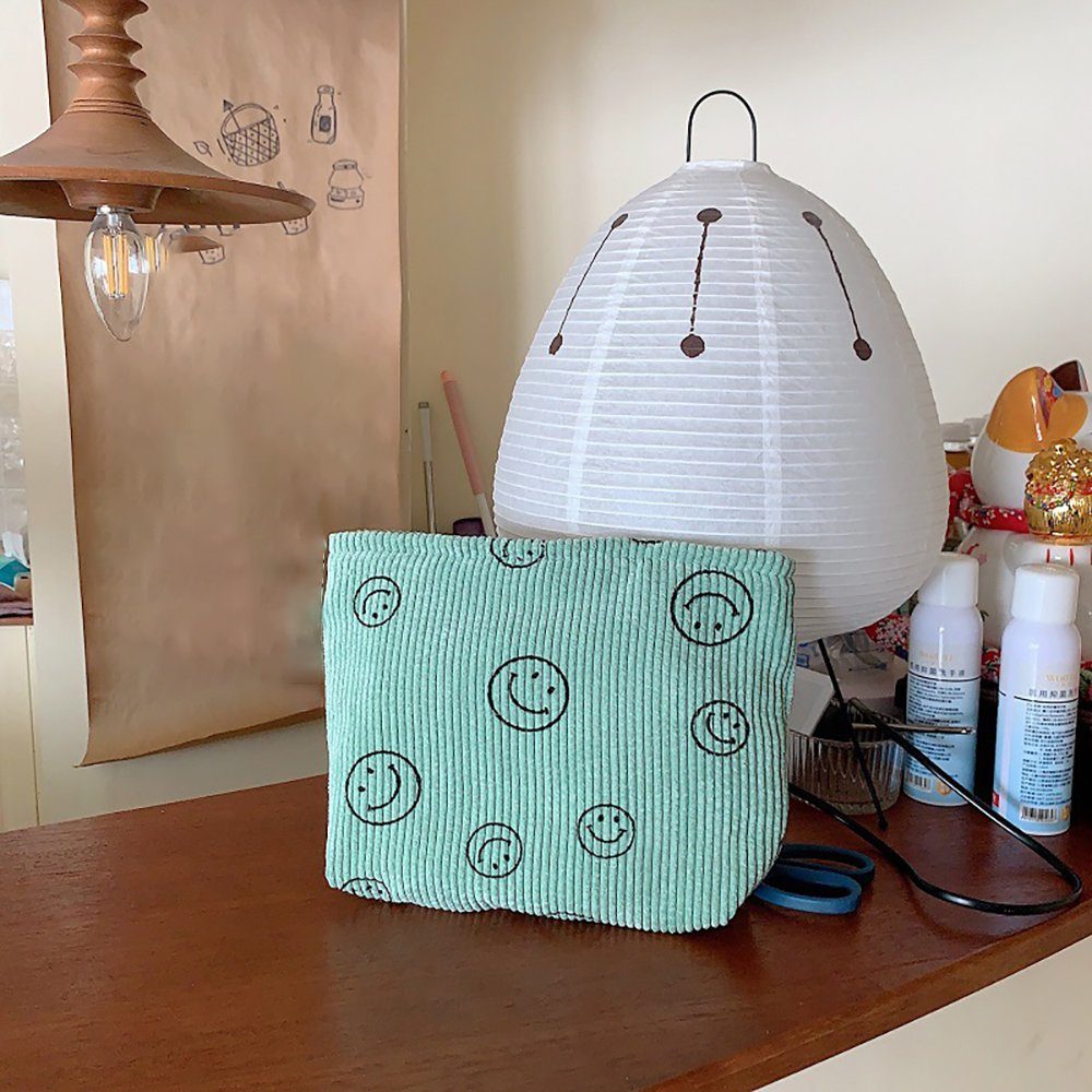 SCOBAG Kosmetiktasche Cordtasche Reise-Kulturbeutel (1 tlg, Geeignet für Kinder, Mädchen und Frauen), Make-up-Aufbewahrung mit Smile-Print