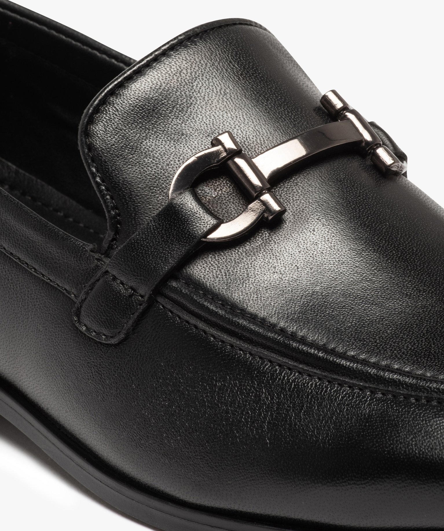 Mocassins homme style loafers dessus cuir uni noir | GEMO