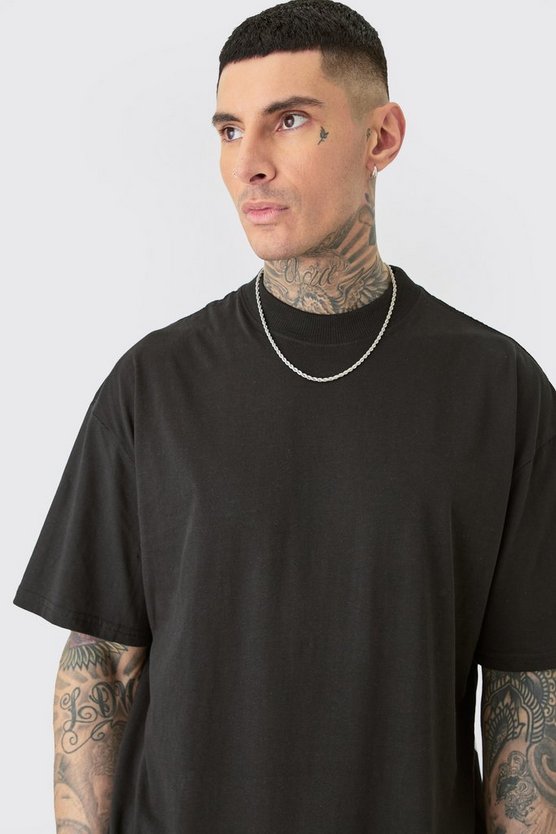 Tall schwarzes T-Shirt mit Limited Edition Moto Print