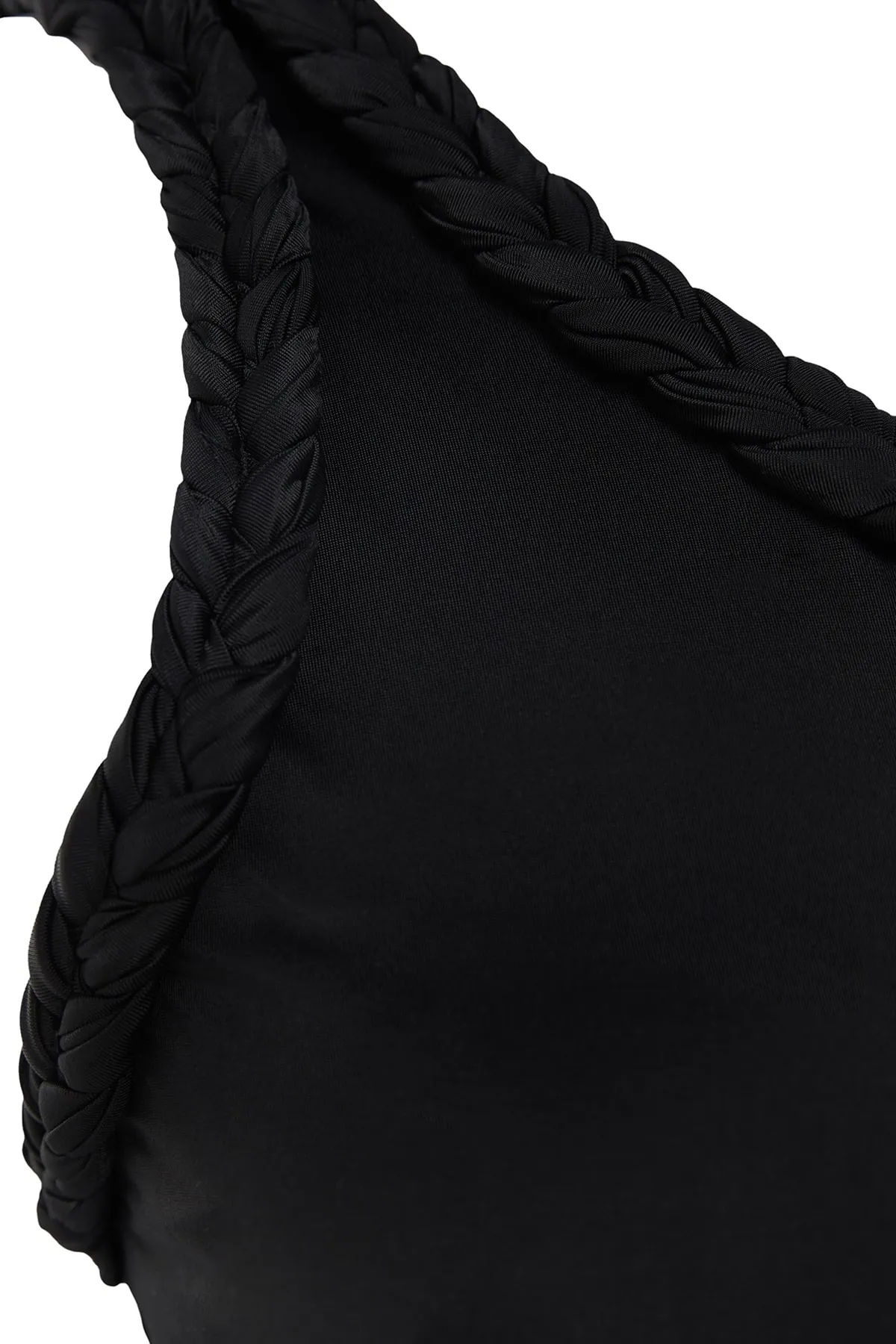 Trendyol Curve  Schwarzer One-Shoulder-Badeanzug mit Makramee-Detail TBBSS23AM00028