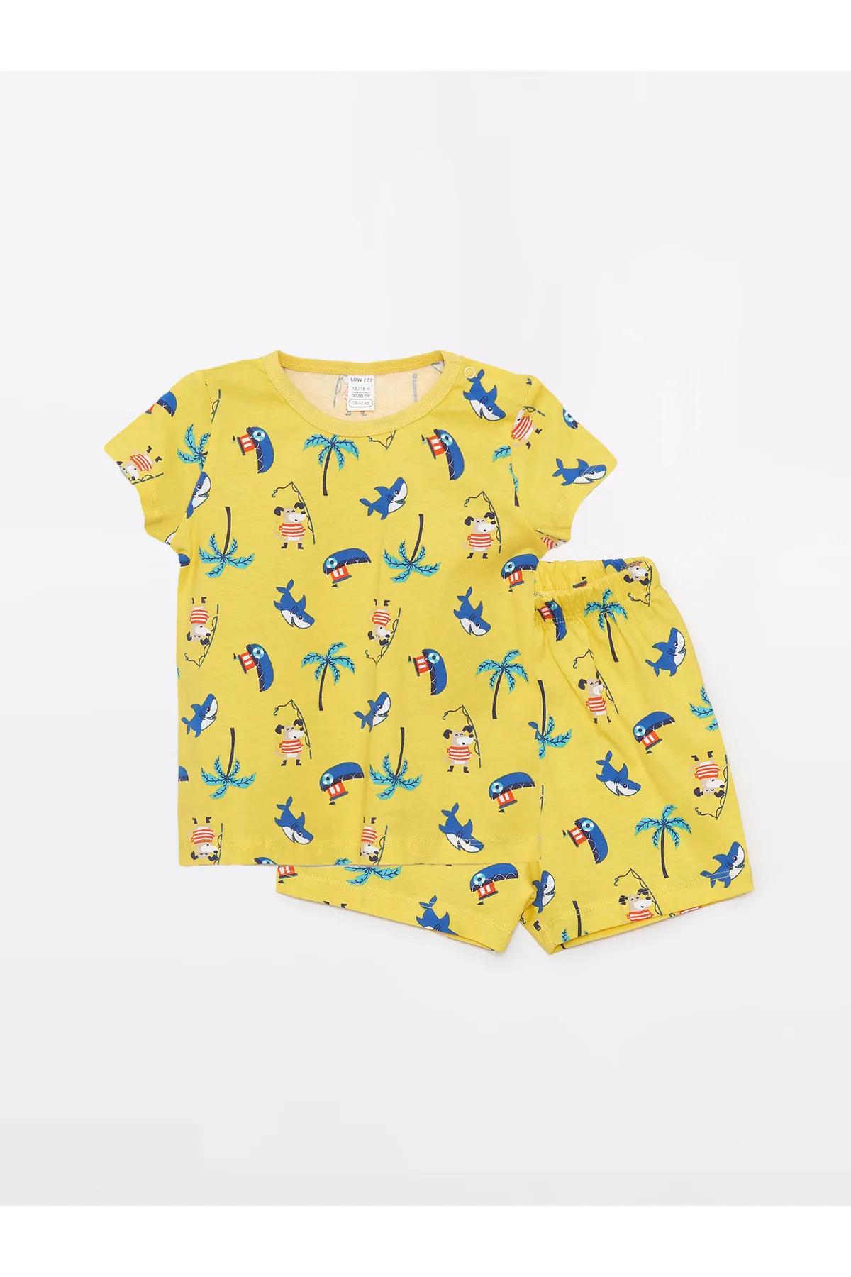 LC Waikiki  Kurzarm-Pyjama-Set für Jungen mit Rundhalsausschnitt und Shorts