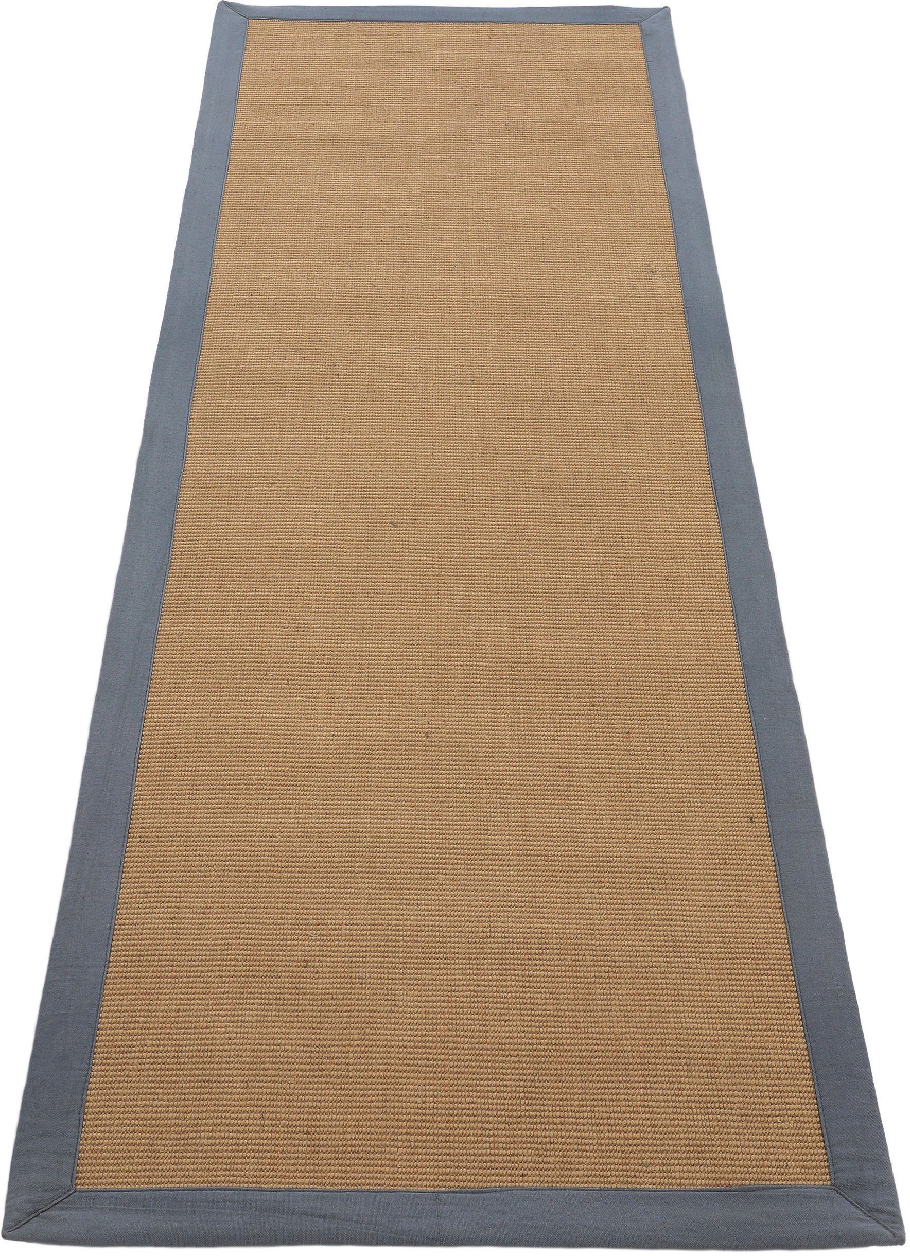 Läufer Sisal, carpetfine, rechteckig, Höhe: 5 mm, mit farbiger Bordüre, Anti Rutsch Rückseite