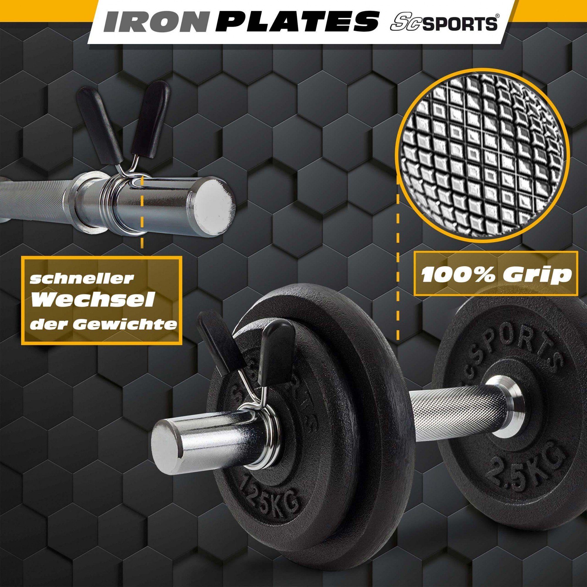 ScSPORTS® Kurzhantel Set 10 kg 30mm Kurzhantelset Gusseisen Hantelset Gewichte