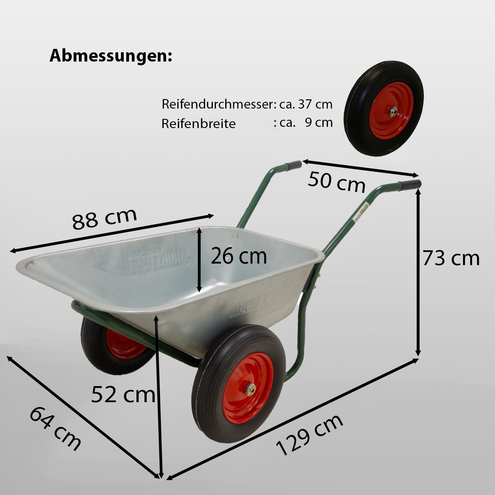 TRUTZHOLM Schubkarre 2 Rad Schubkarre Zweirad Karre Schiebkarre Gartenkarre 100l 160kg