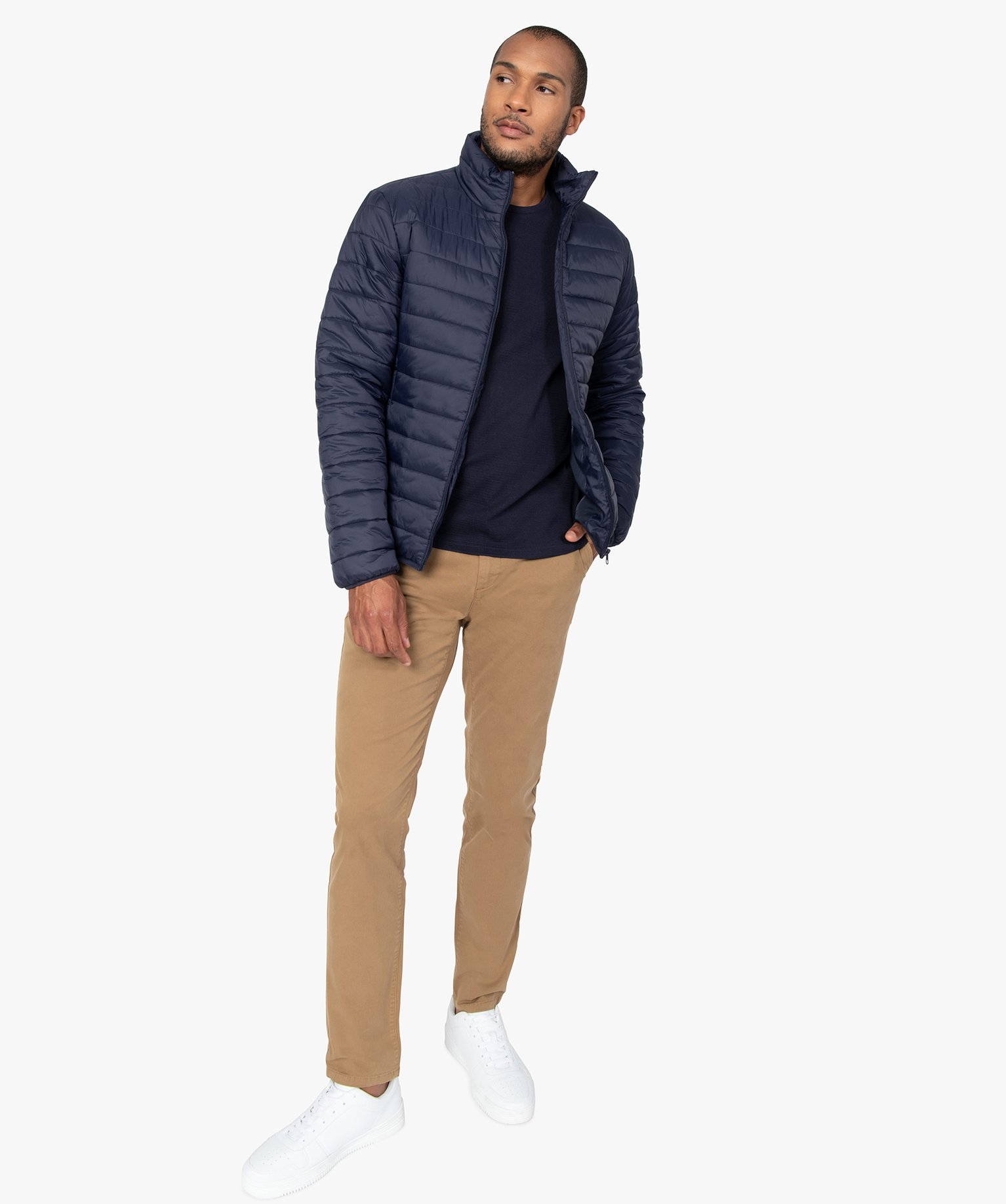 Doudoune homme légère à col montant bleu | GEMO