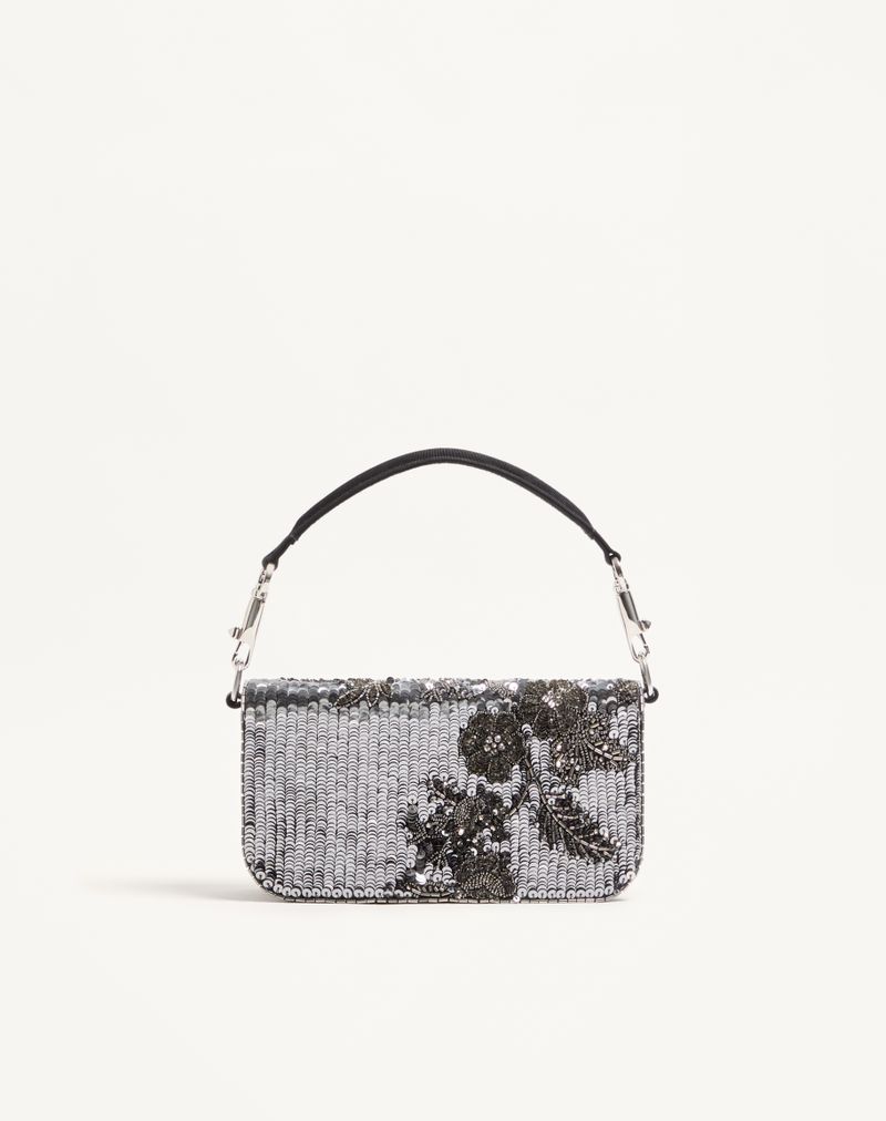 Bolsa de ombro pequena Valentino Garavani Locò bordada com logotipo de joia