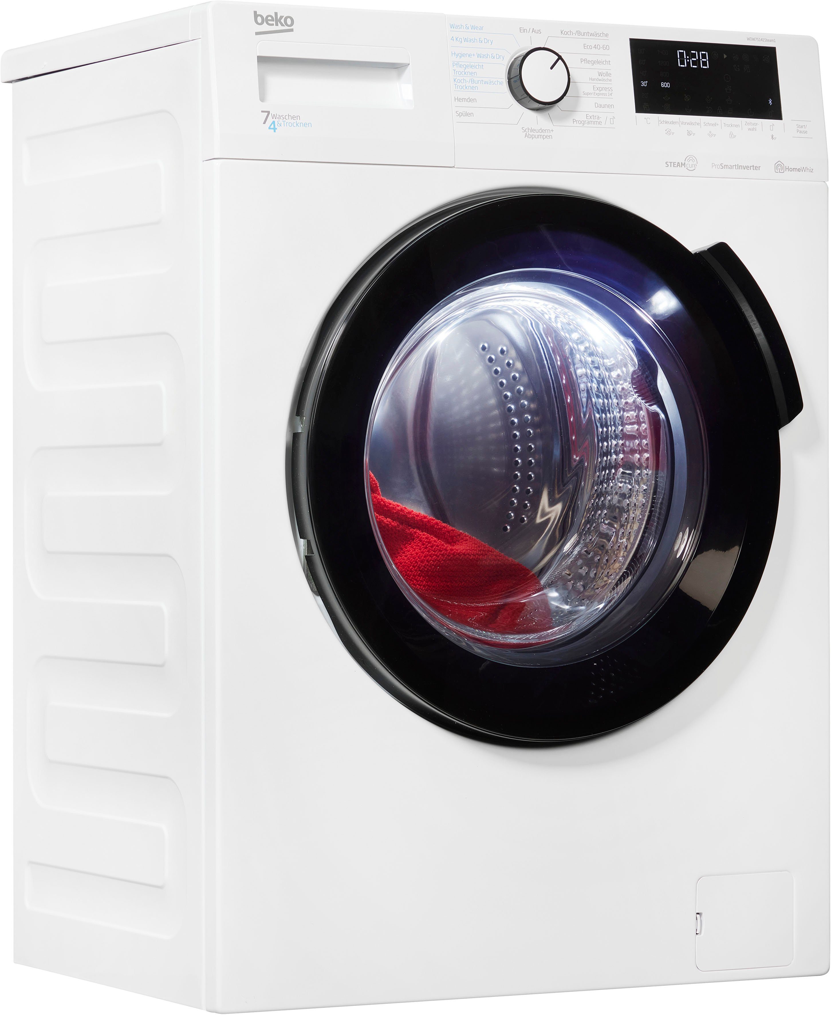 BEKO Waschtrockner WDW75141Steam1, 7 kg, 4 kg, 1400 U/min