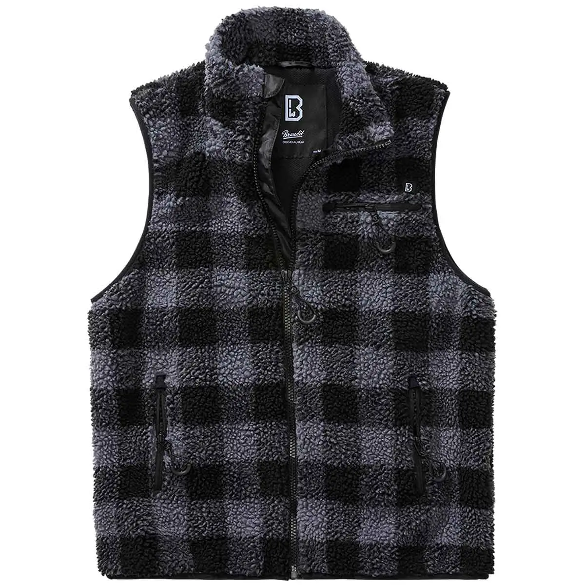 Teddyfleecce Weste schwarz-grau