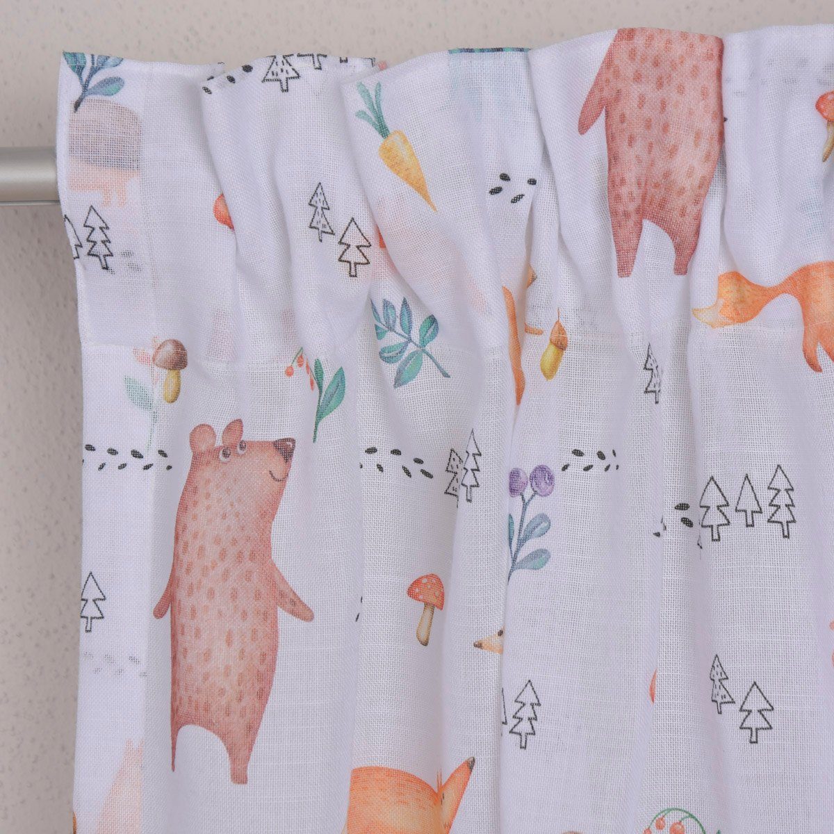 Meterware Stores Bordüre Waldfreunde Blumen weiß mint bunt raumhoch 300cm, SCHÖNER LEBEN., halbtransparent, Kunstfaser