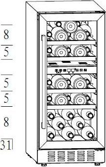 Hanseatic Weinkühlschrank HWC31GCIA, für 31 Standardflaschen á 0,75l,unterbaufähig