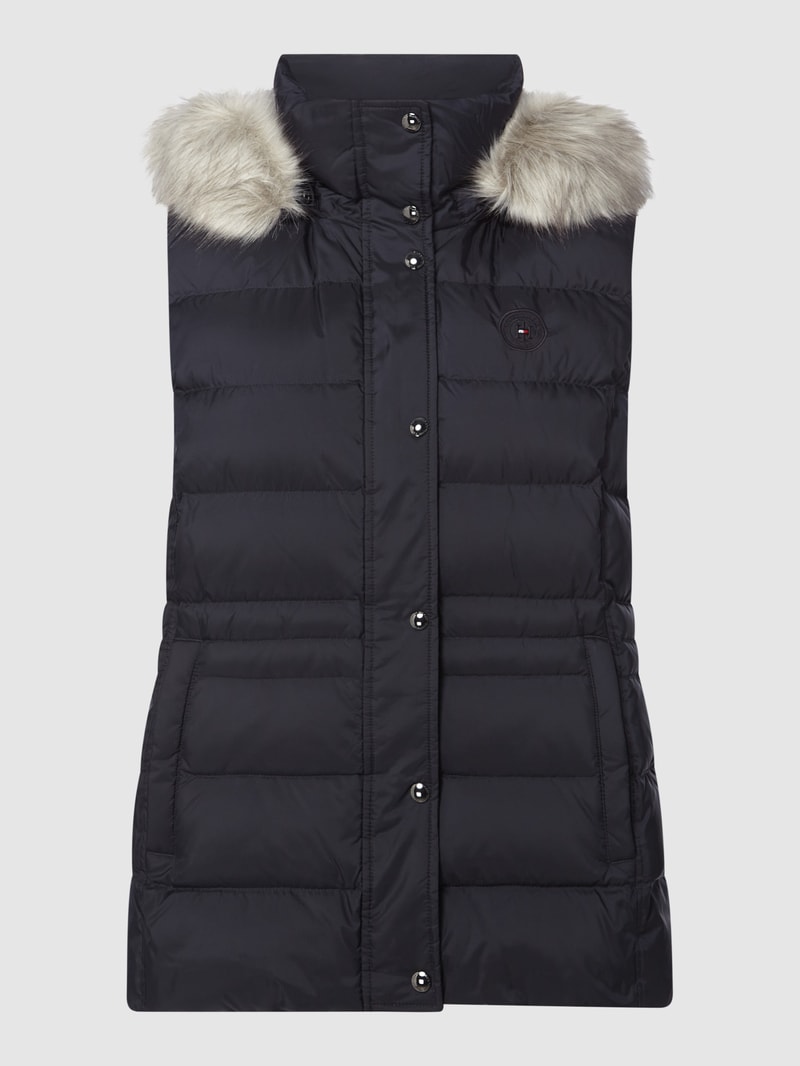 PLUS SIZE Daunenweste mit abnehmbarer Kapuze in marineblau