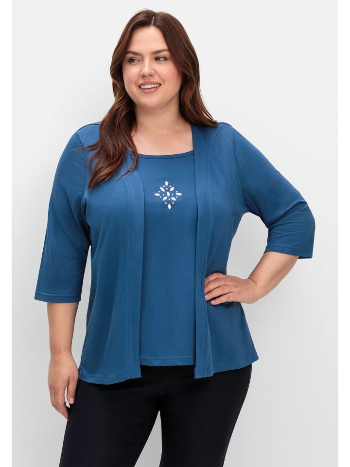 sheego Shirt in jeansblau günstig kaufen