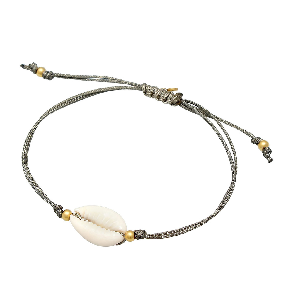 Elli Elli Bracelet Femmes Kauri Shell Sea Nylon Trend Ajustable en argent sterling 925 Bracelet