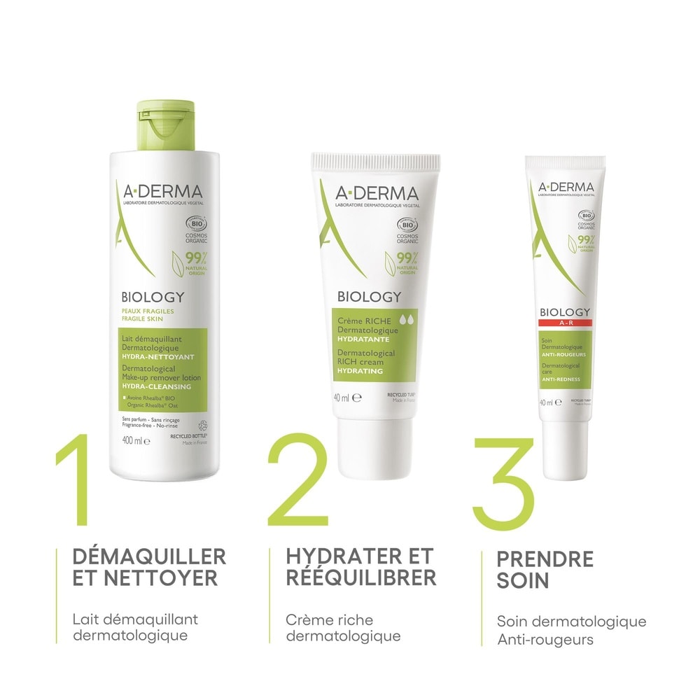 A-Derma Biology - Lait démaquillant dermatologiq ue hydra nettoyant BIO Nettoyant