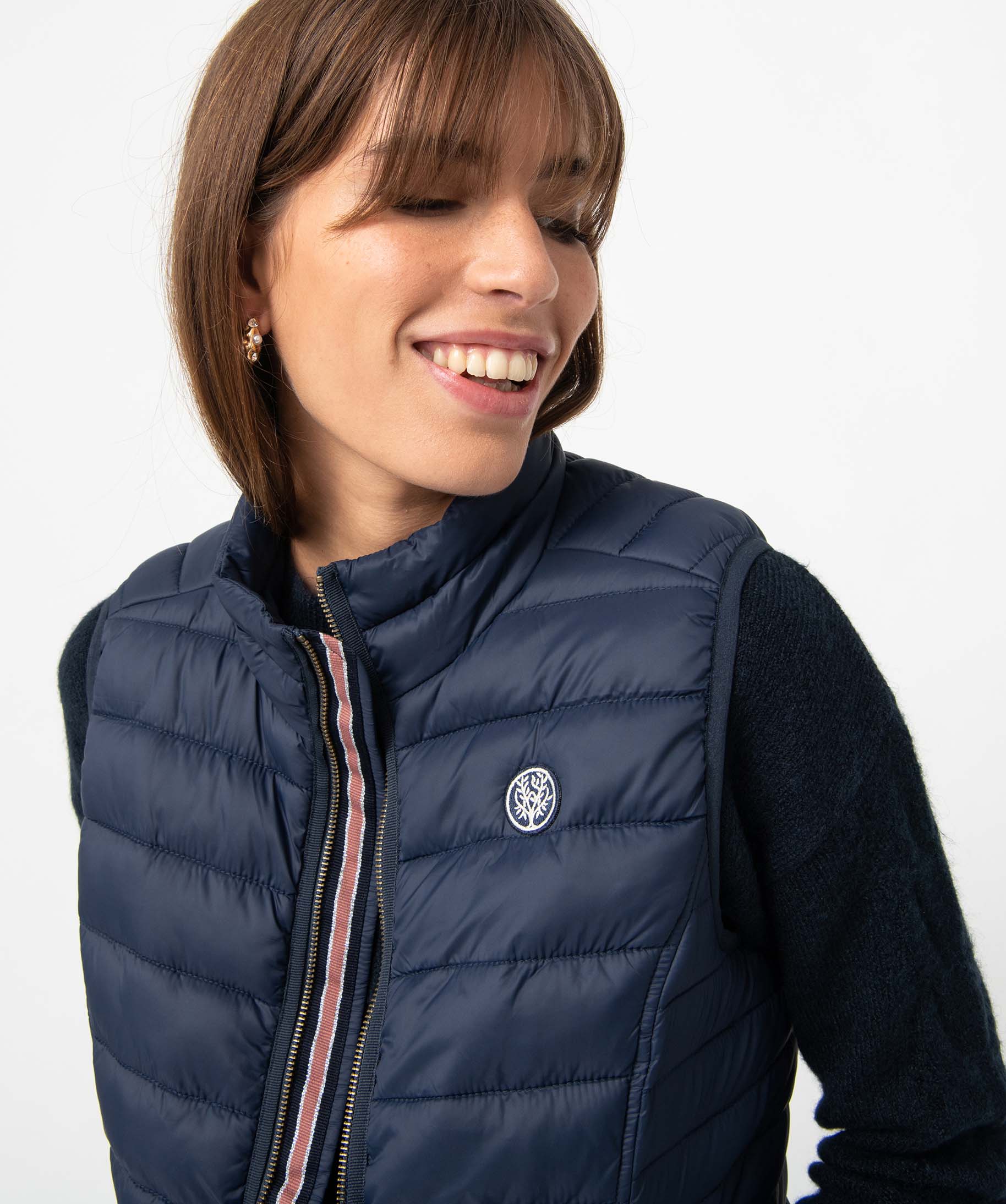 Blouson femme sans manches en matière matelassée bleu | GEMO