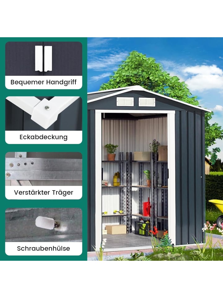 COSTWAY Gerätehaus 213x127x185cm in Grau günstig kaufen onesize