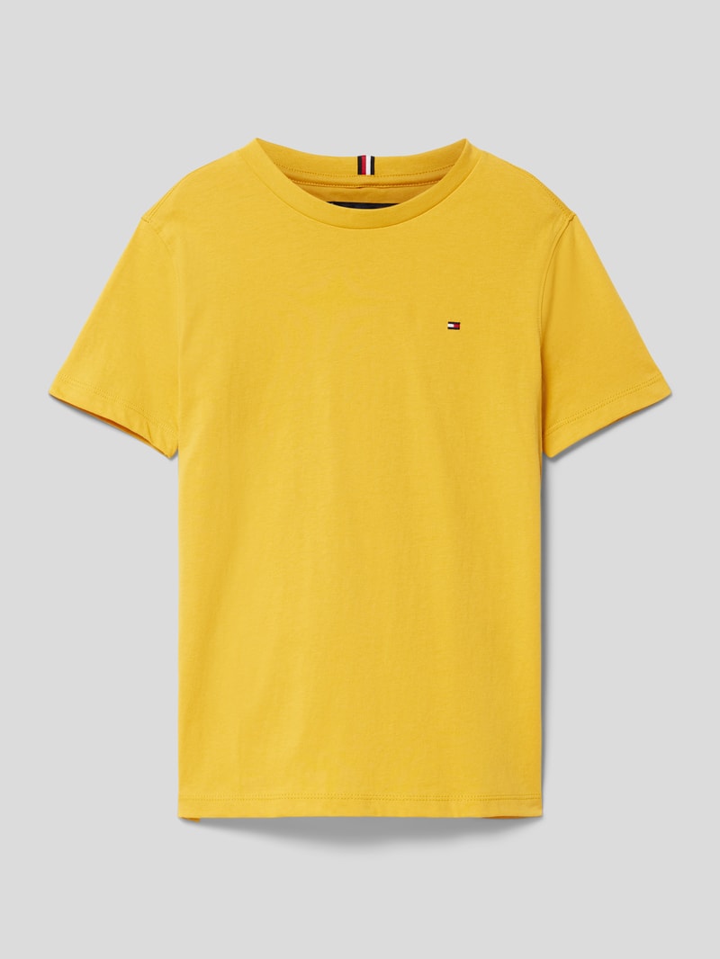 T-Shirt mit Logo-Stitching Modell 'ESSENTIAL' in senfgelb