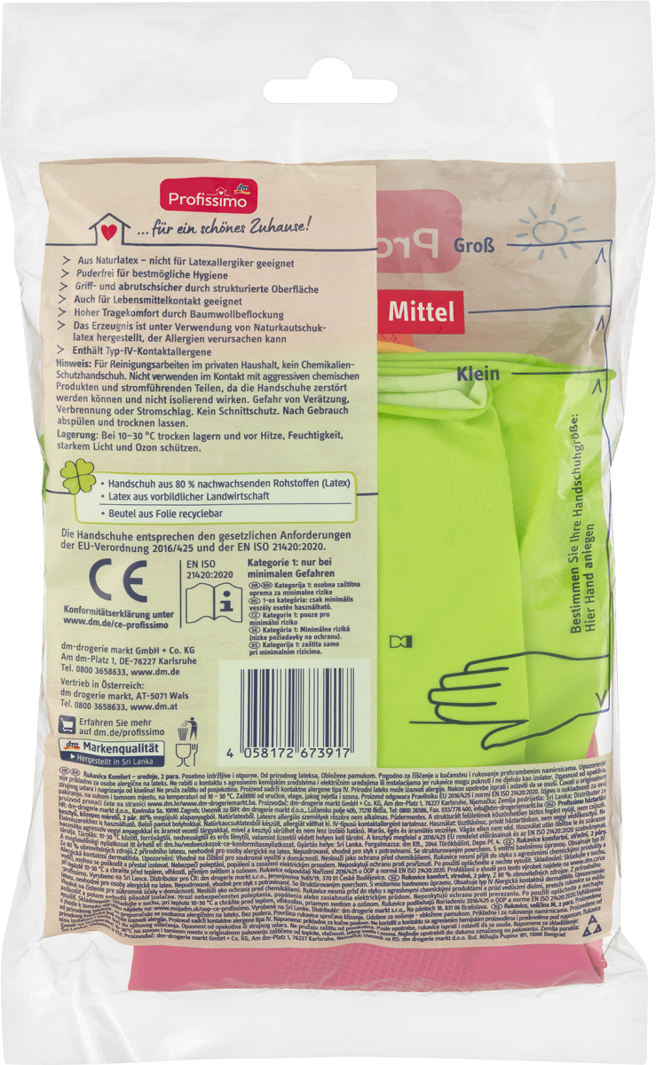 Haushaltshandschuhe Komfort Mittel (2 Paar), 4 St