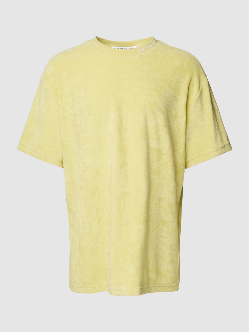T-Shirt mit Label-Detail Modell 'TOWELLING' in hellgelb