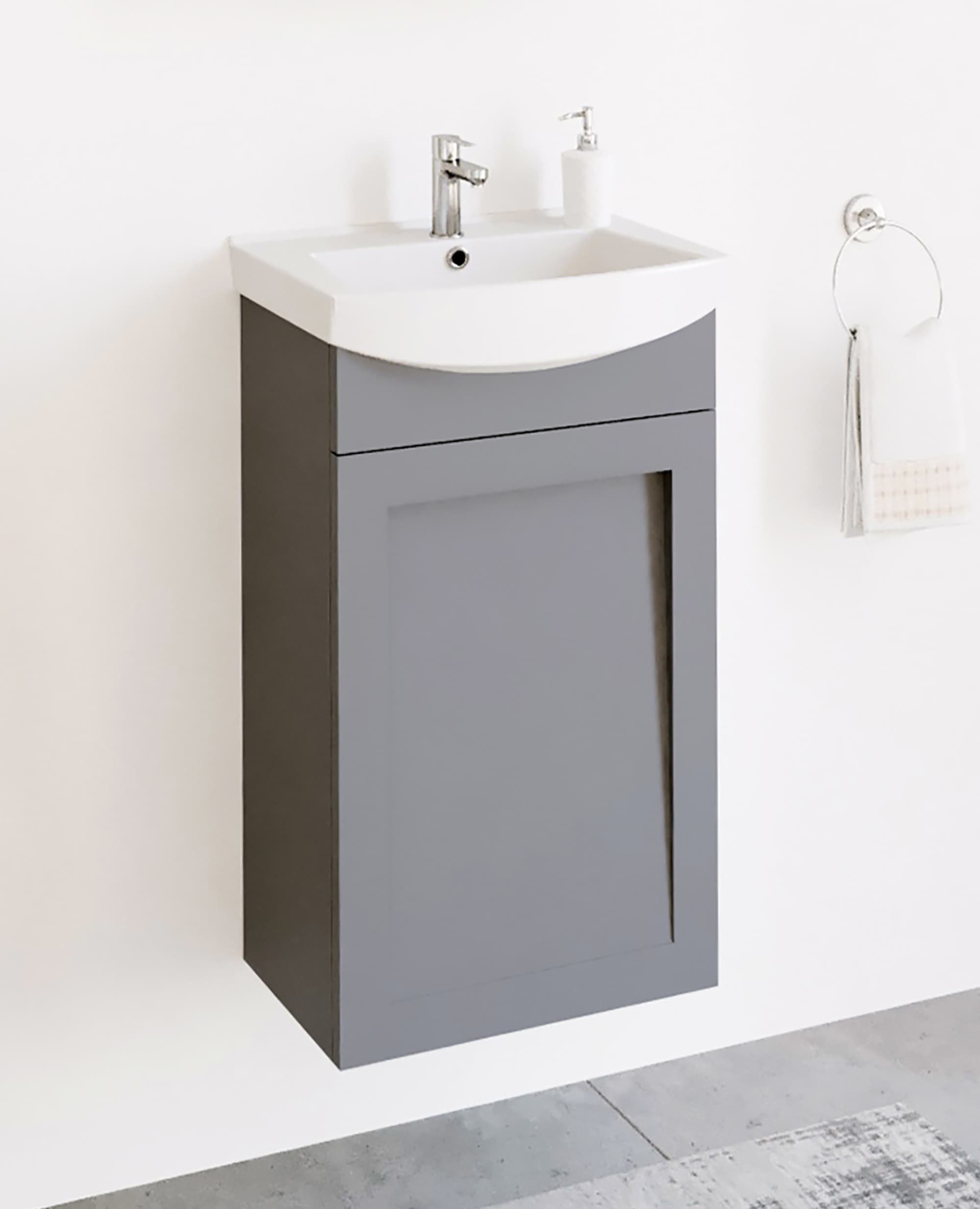 Planetmöbel Badmöbel-Set Waschtischunterschrank mit Spiegelschrank Matt 45cm, (Komplett-Set, 3-St)
