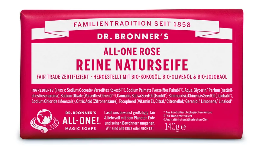 DR. BRONNER'S reine Naturseife Rose 140 g