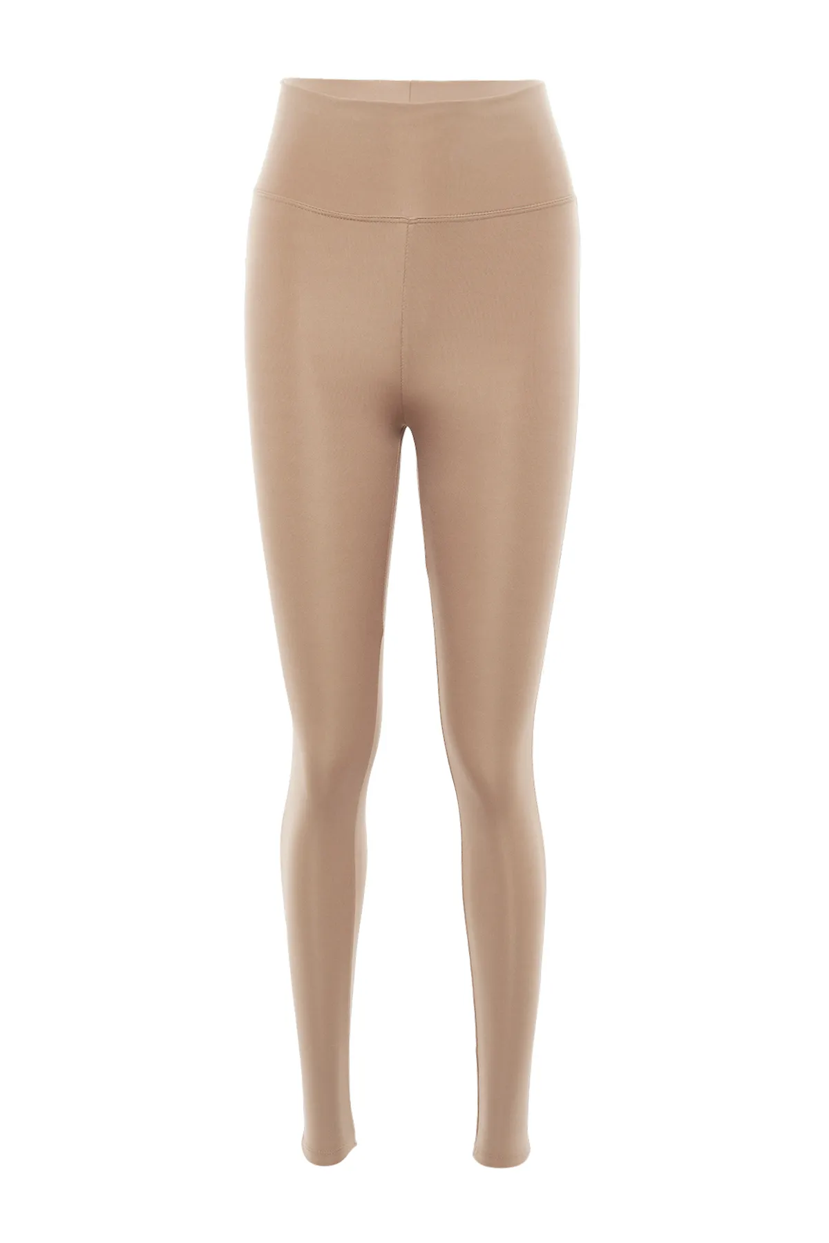 Trendyol Collection  Kamelfarbene, elastische Sport-Leggings mit breiter Taille und extra Erholung in voller Länge, gestrickt, TWOAW21TA0029
