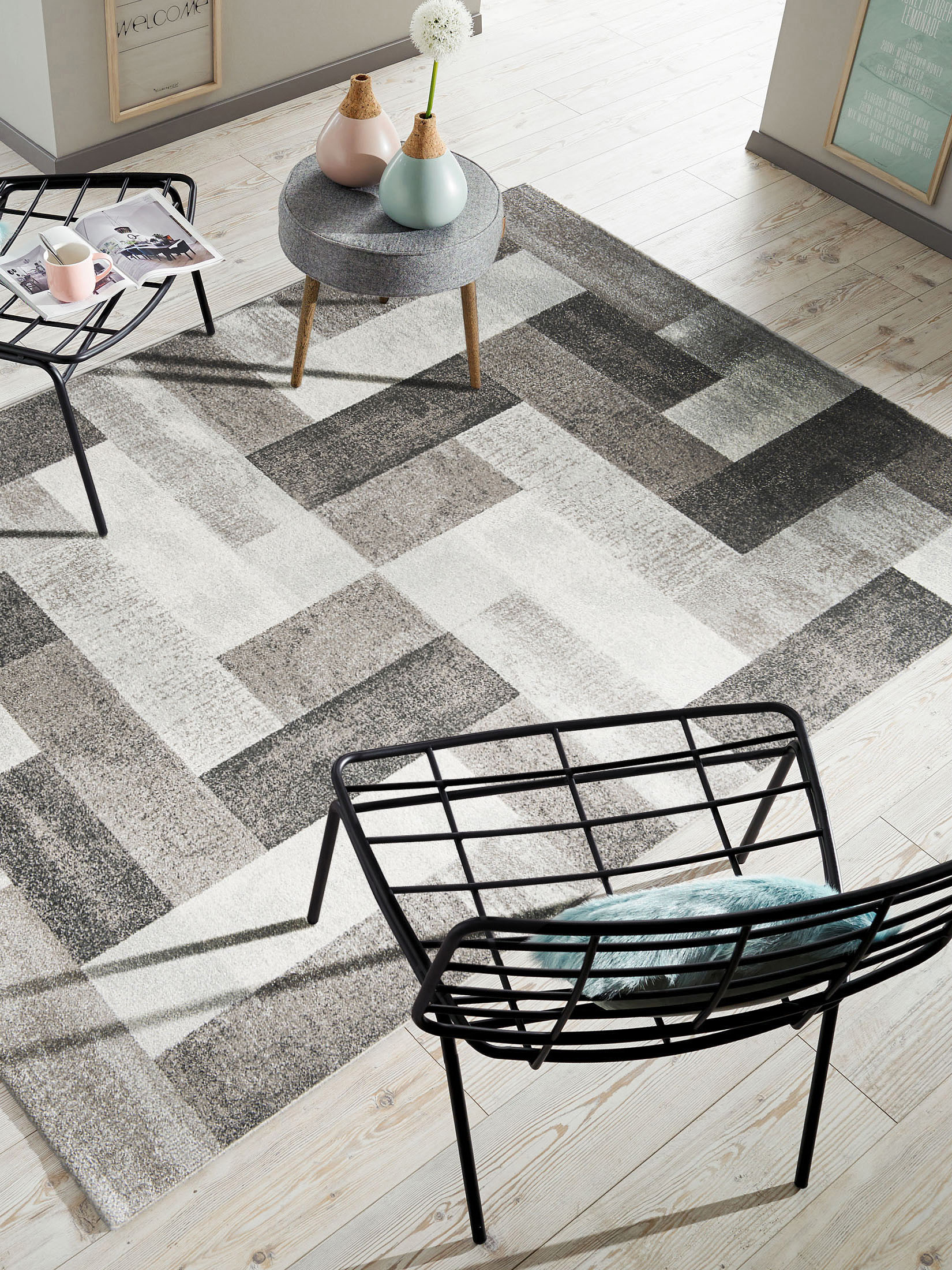 Urban Maze Moderner Teppich, Dark Grey