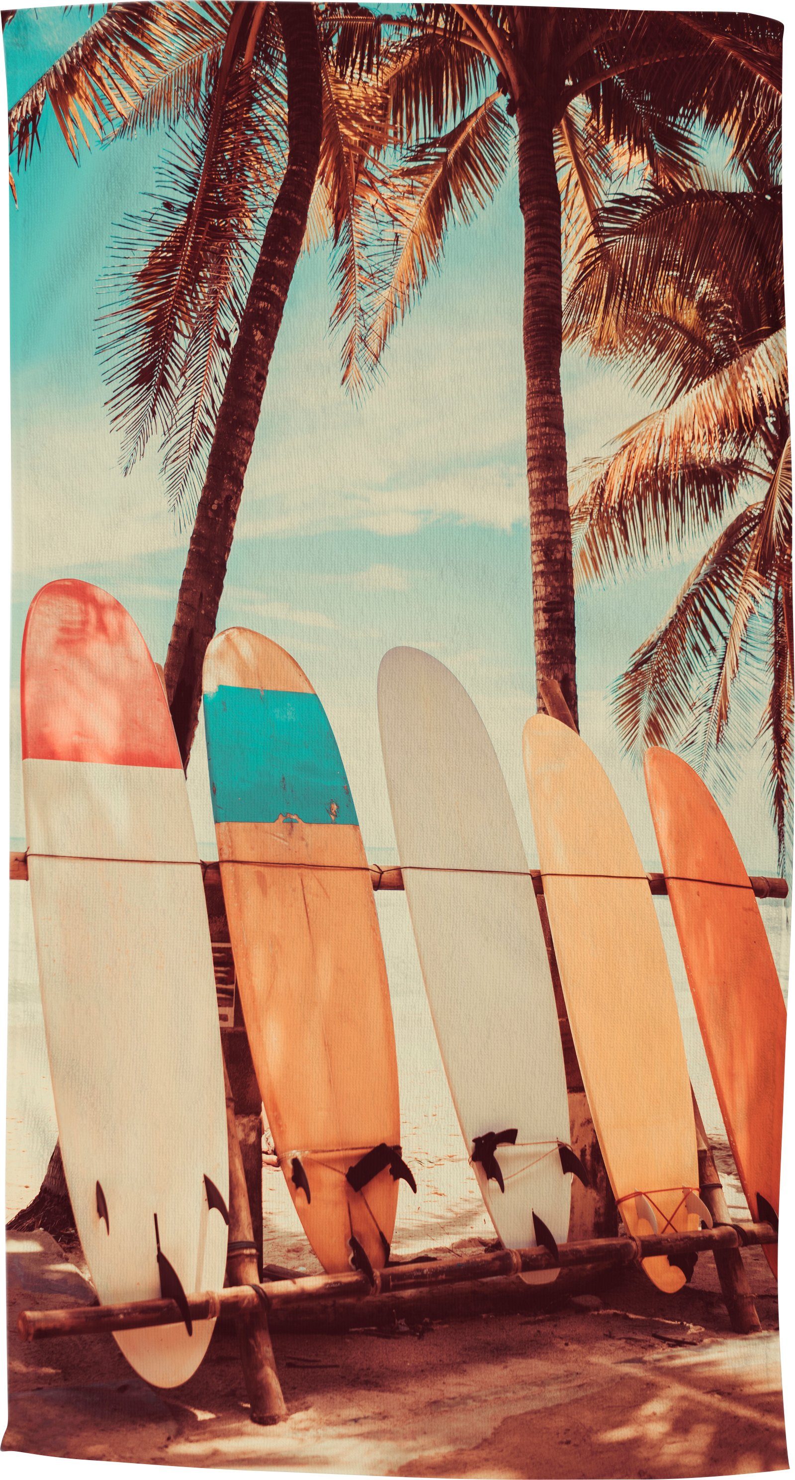 good morning Strandtuch Vintage, Microfaser (1-St), Motiv Surfbretter, trocknet schnell