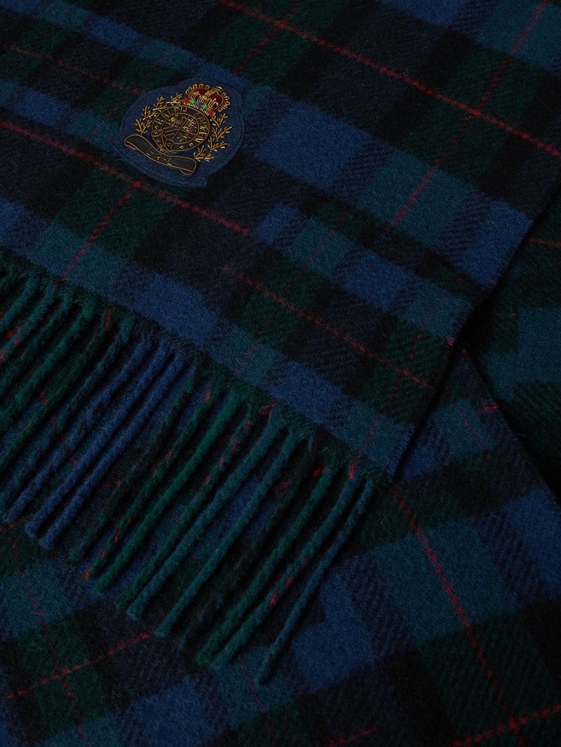 Schal mit Tartan-Karo Modell 'OBLONG' in marineblau