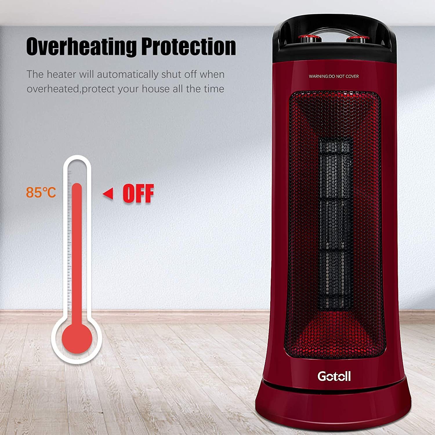 Gotoll Heizlüfter GL1509, 2000W Keramikheizlüfter Turmheizlüfter Heizgerät