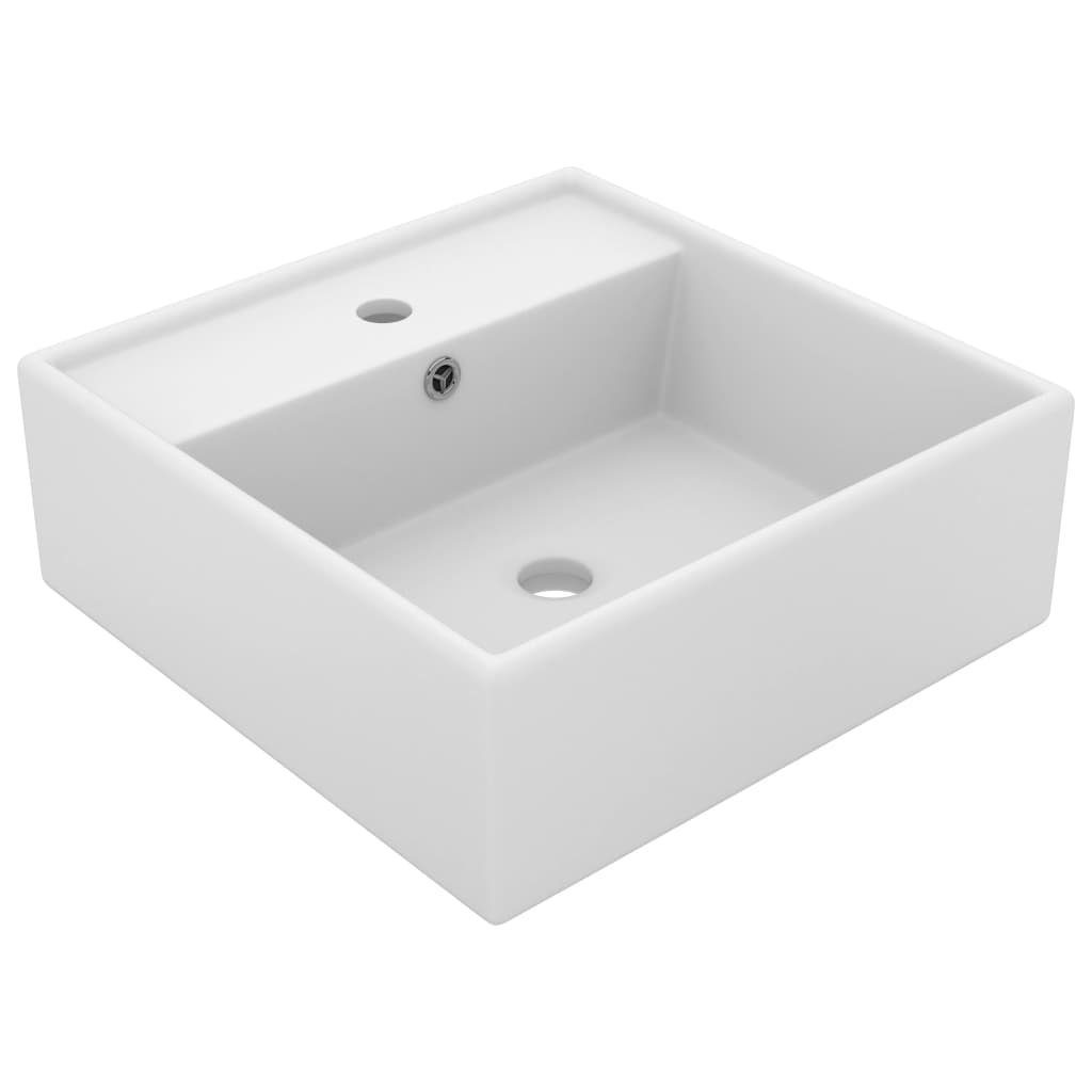 vidaXL Waschbecken Luxus-Waschbecken Überlauf Quadratisch Matt Weiß 41x41 cm