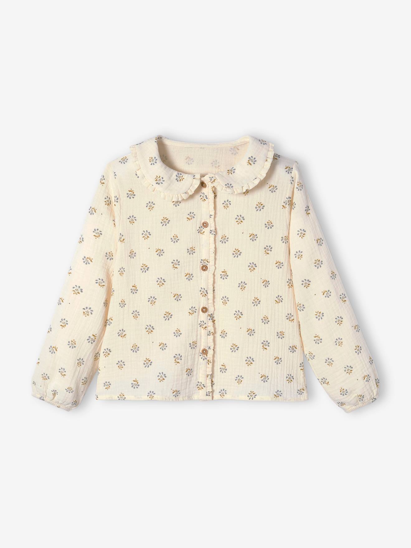 Blouse en gaze de coton personnalisable fille. coquille d'oeuf imprimé