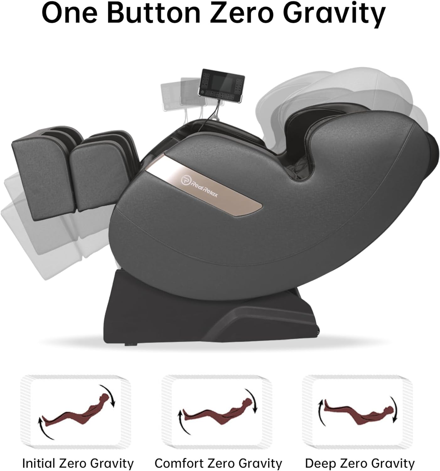Real Relax 2024 Massage Chair of Dual-core S Track, Full Body Massage Recliner of Zero Gravity with APP Control, Black and Gray