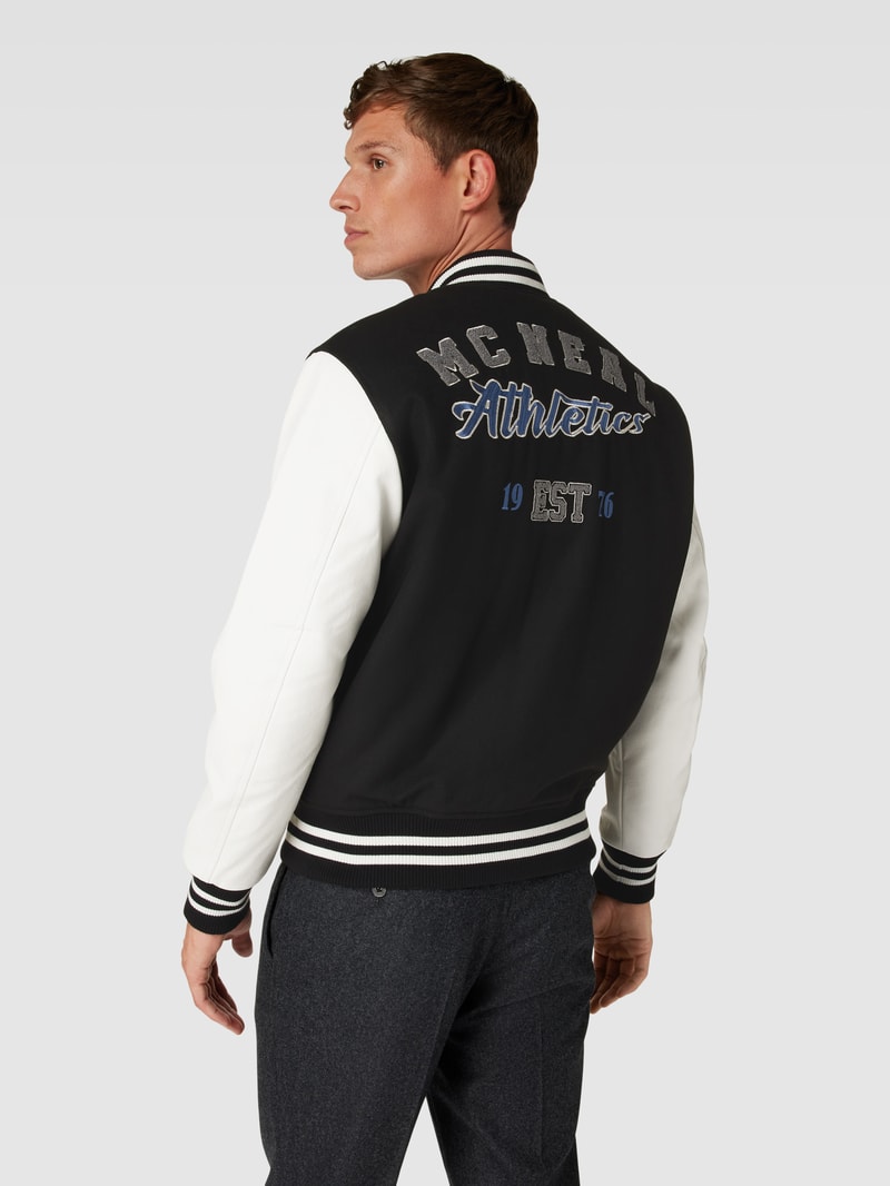 College-Jacke mit Label-Stitching in schwarz